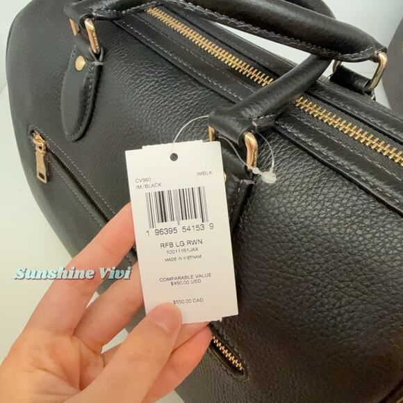 NWT Coach Rowan Large Satchel Bag Leather CV960 Gold/Black - Picture 5 of 11